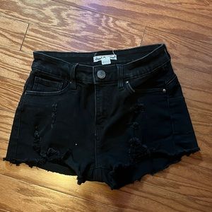 Black ripped jean shorts